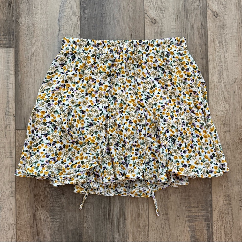 Lulus Queen of Spring Ivory Floral Print Ruffled Mini Skirt